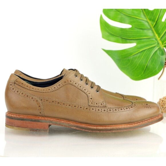 Cole Haan Mens Modern Classics Oxford Size 13 M Tan Leather Wingtip Dress Shoe - Picture 1 of 12